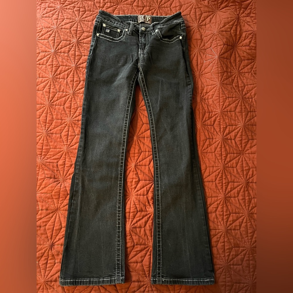 Black Cow Girl Up Boot Cut Jeans